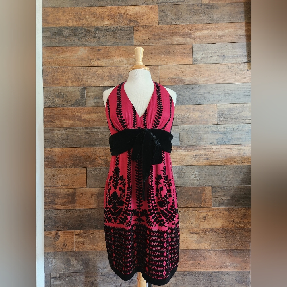 NWT Nine West Red and Black Halter Dress